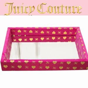 Juicy Couture Home Gold Foil JC Logo & Heart Decorative Velour Tray